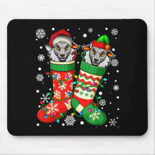 Santa Elf Sheep Animal In Christmas Socks Men Wome Mouse Pad