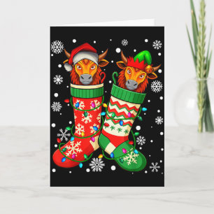 Santa Elf Yak Animal In Christmas Socks Men Women Card