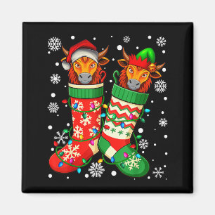 Santa Elf Yak Animal In Christmas Socks Men Women  Magnet