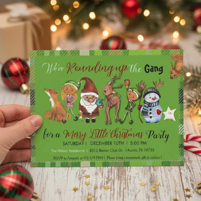 Santa, Elves, Deer & Snowman Gang Christmas Invitation (Santa, Elves, Deer & Snowman Gang Christmas Invitation)
