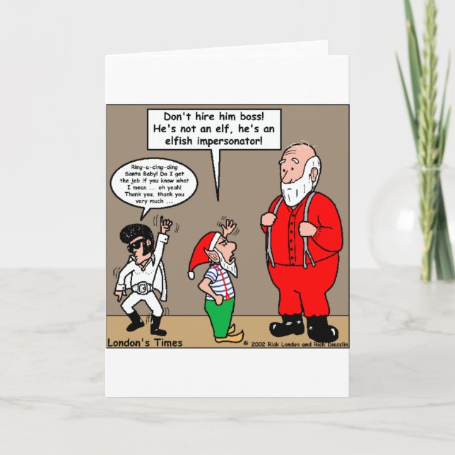 Santa & Elves Impersonator Funny Gifts & Tees Holiday Card (Front)