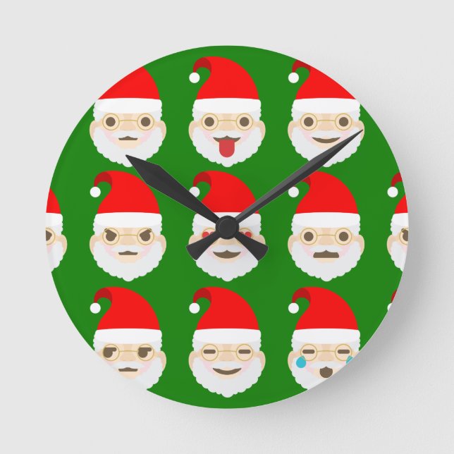 santa emoji emoticons round clock (Front)