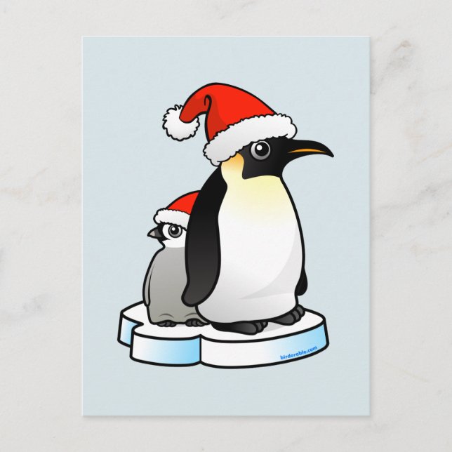 Santa Emperor Penguin Holiday Postcard (Front)