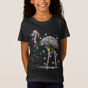 Santa Emu Bird with Christmas lights Gift Funny Xm T-Shirt