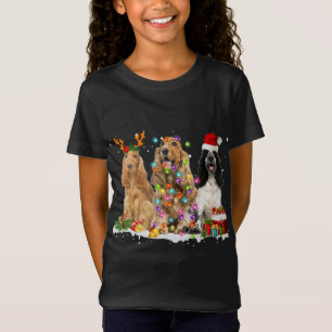 Santa English Cocker Spaniel Dog Reindeer Christma T-Shirt