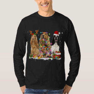 Santa English Cocker Spaniel Dog Reindeer Christma T-Shirt