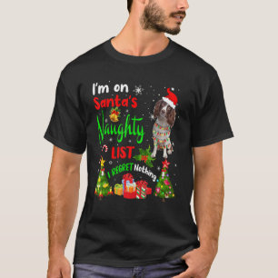Santa English Springer Spaniel I'm On Santa's Naug T-Shirt