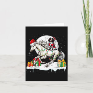 Santa English Springer Spaniel Riding Horse Christ Card