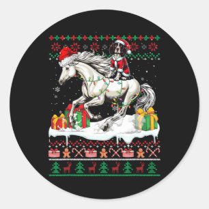 Santa English Springer Spaniel Riding Horse Xmas S Classic Round Sticker