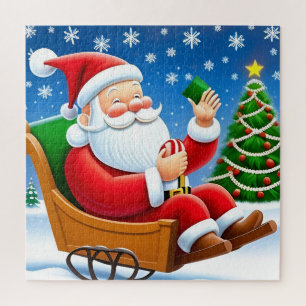Santa Enjoying Christmas Eve Holiday Family Fun Jigsaw Puzzle