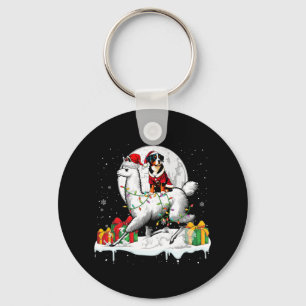 Santa Entlebucher Mountain Riding Llama Christmas Key Ring