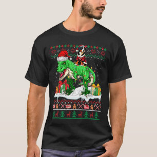 Santa Entlebucher Mountain Riding T-rex Christmas T-Shirt