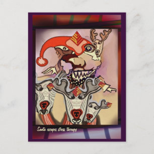 Santa escapes stress therapy holiday postcard