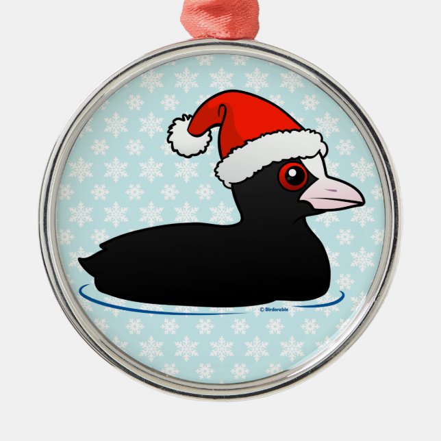 Santa Eurasian Coot Metal Tree Decoration (Front)