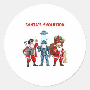 Santa Evolution Robot Clic Future Funny Christmas  Classic Round Sticker