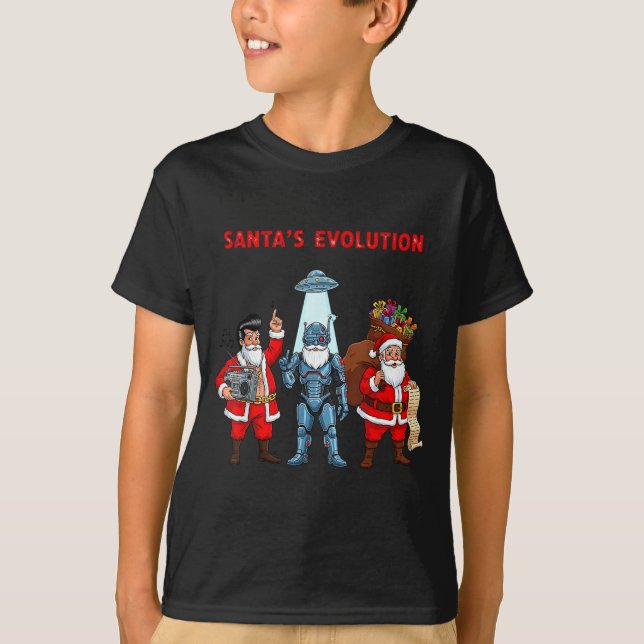 Santa Evolution Robot Clic Future Funny Christmas  T-Shirt (Front)