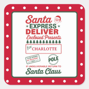 Santa Express Delivery Christmas Dotted Square Sticker