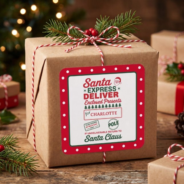Santa Express Delivery Christmas Dotted Square Sticker (Creator Uploaded)