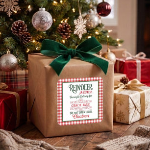 Santa express delivery plaid square sticker