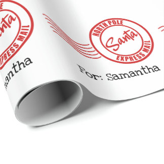 Santa express mail North Pole delivery Wrapping Paper