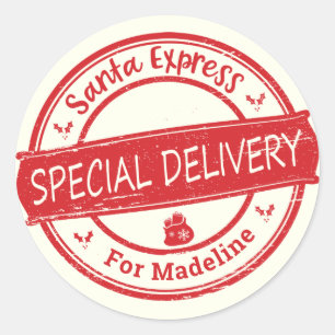 Santa Express Special Delivery Add Name Classic Round Sticker