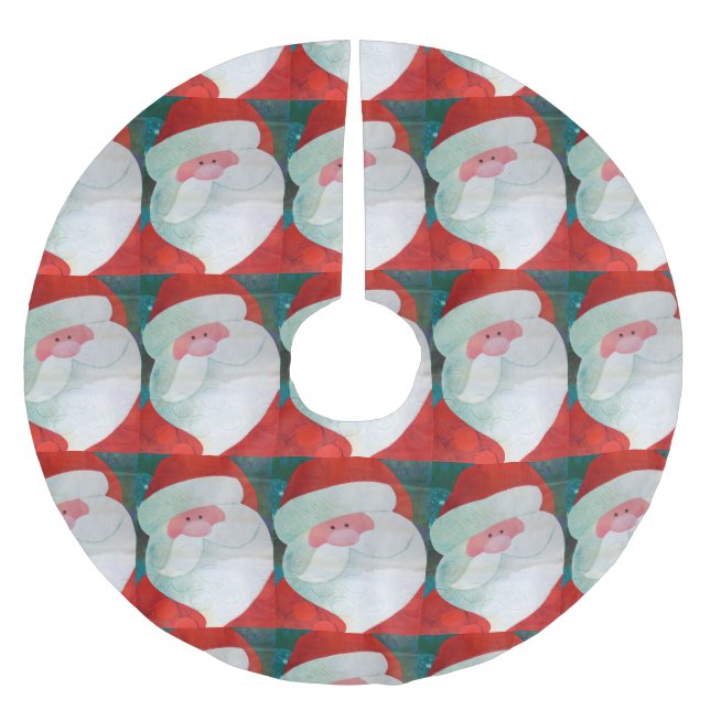 Santa Face Brushed Polyester Tree Skirt (Front)