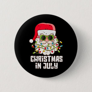 Santa Face Christmas In July Vintage Sungles Beach 6 Cm Round Badge