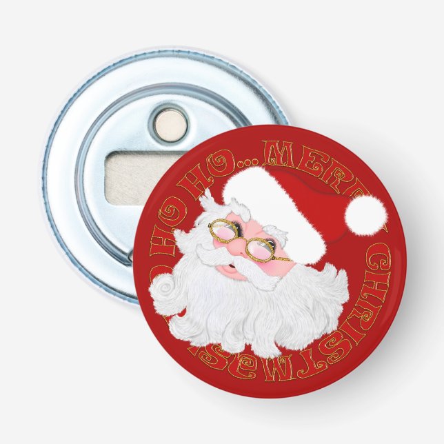 Santa Face Circle-Red-Round Bottle Opener (Front)
