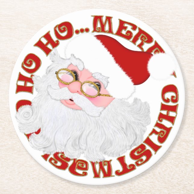 Santa Face Circle-ROUND PARTY COASTERS (Front)
