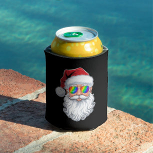 Santa Face Gay Sunglasses Christmas Xmas LGBTQ Can Cooler
