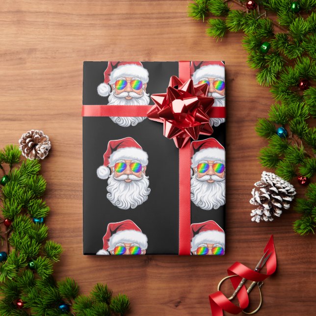 Santa Face Gay Sunglasses Christmas Xmas LGBTQ Wrapping Paper (Holiday Gift)