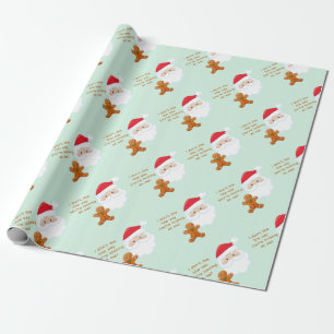 Santa Face Gingerbread Boy Wrapping Paper