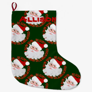 Santa Face Green-Personalized Christmas Stocking