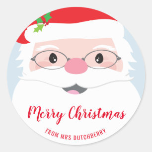 SANTA FACE hipster festive cool christmas modern Classic Round Sticker