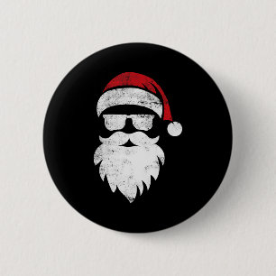 Santa Face Hipster Style Funny Christmas Pajamas  6 Cm Round Badge