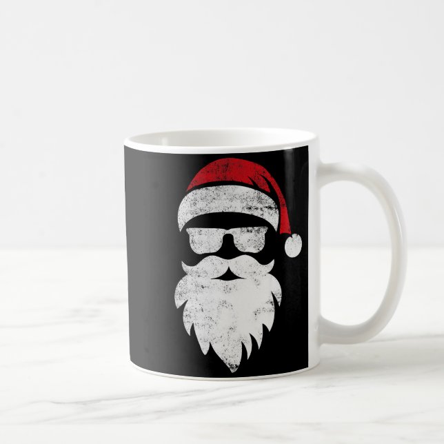 Santa Face Hipster Style Funny Christmas Pajamas  Coffee Mug (Right)