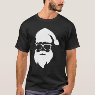 Santa Face Hipster With Hat Beard Glasses Christma T-Shirt
