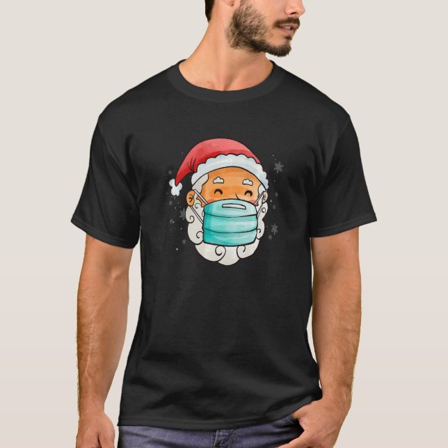 Santa Face Mask Matching Family Christmas 2022 Xma T-Shirt (Front)