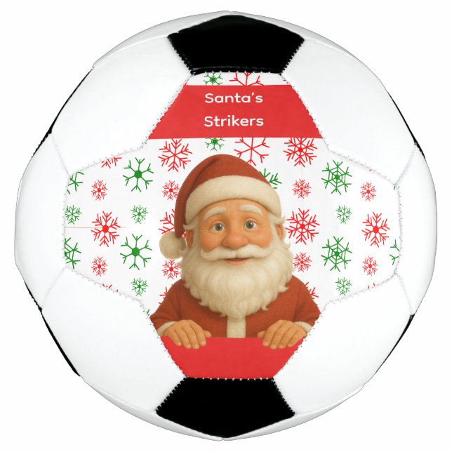 Santa Face | North Pole Fun Christmas Soccer Ball (Front)