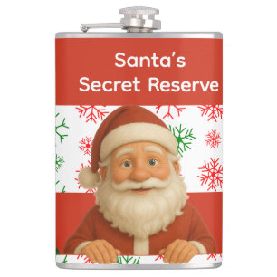 Santa Face   North Pole Spirits Christmas Vinyl Wr Hip Flask
