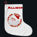 Santa Face-Personalised Christmas Stocking<br><div class="desc">Merry Christmas Santa Face-PERSONALIZED CHRISTMAS STOCKING-is a digital graphic art design. A digital drawing/painting of Santa's Face. He's wearing gold glittered eye glasses and a red and white santa hat. He has a full beard, moustache and rosy pink cheeks. Red decorative text trimmed in gold reads: HO HO HO... .Merry...</div>
