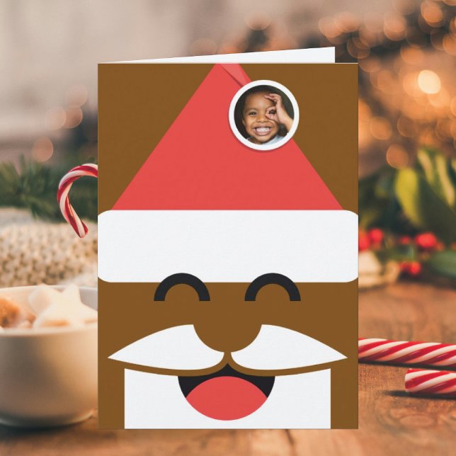 Santa Face Photo Folded Christmas Card (Creator Uploaded)