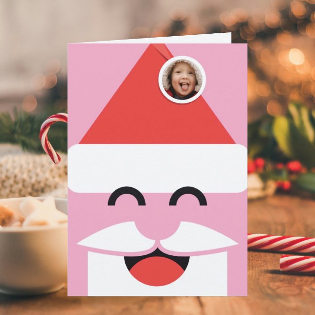 Santa Face Photo Folded Christmas Card (Creator Uploaded)
