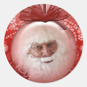 Santa Face Photo Template Personalizable Holiday Classic Round Sticker