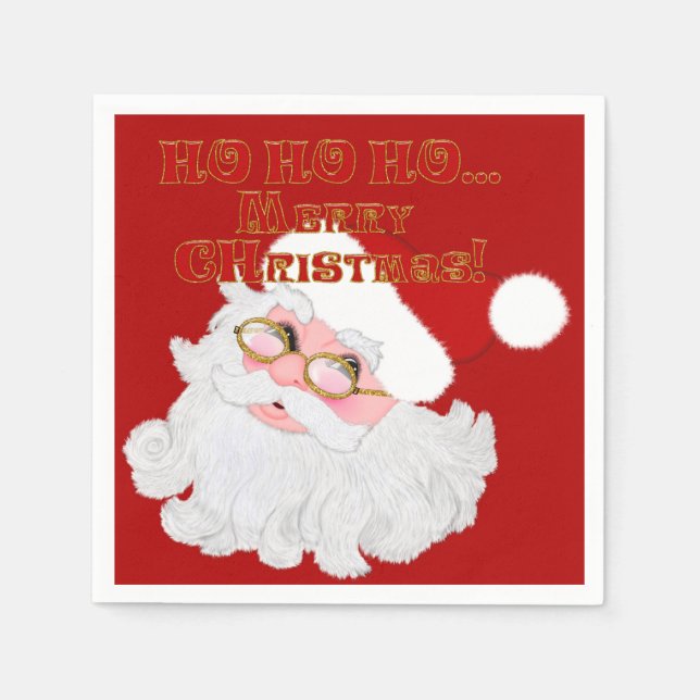 Santa Face Red-PAPER PARTY NAPKINS (Front)