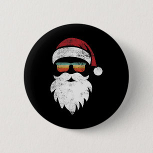 Santa Face Retro Hat Sungl Christmas Shirts For Me 6 Cm Round Badge