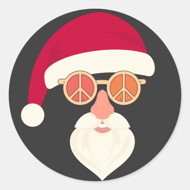 Santa Face Retro Sunglasses Christmas Classic Round Sticker (Front)