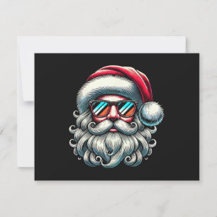 Santa Face Retro Sunglasses Christmas Invitation