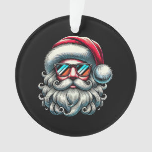 Santa Face Retro Sunglasses Christmas Ornament