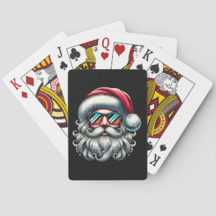 Santa Face Retro Sunglasses Christmas Playing Cards
